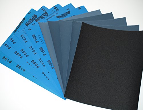 Wet and Dry Sandpaper Mixed Grits 180/400/600/800/1000 10 sheets 2 per grit 230 x 280mm Waterproof Paper Highest Quality STARCKE MATADOR