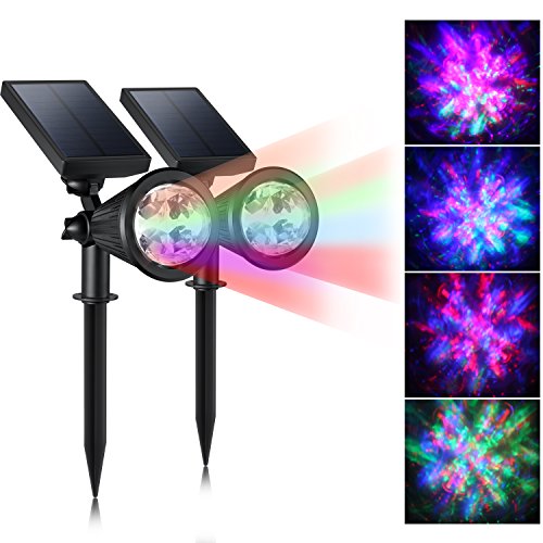 CREATIVE DESIGN LED Outdoor Solar Spotlight, Multi-Colored 4 LED Adjustable Landscape Lighting, Waterproof Wall Light for Outdoor Garden Decorations, Solar Powered Auto On/Off Night Light(2 Pack)