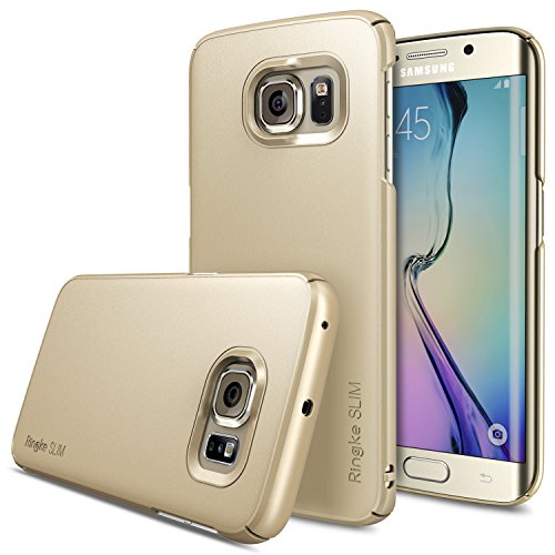 Galaxy S6 Edge Case, Ringke [Slim] Snug-Fit Slender [Tailored Cutouts] Ultra-Thin Side to Side Edge Coverage Superior Coating PC Hard Skin for Samsung Galaxy S6 Edge - Royal Gold