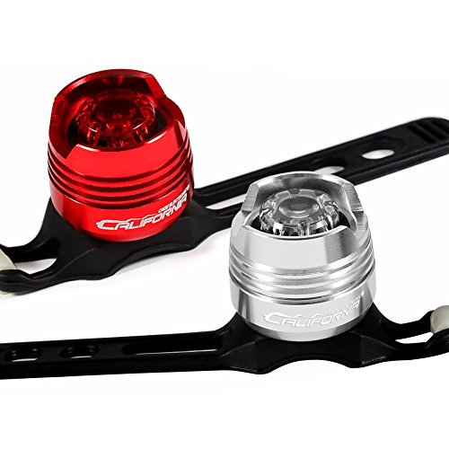 Cade Red and White High Intensity LED Aluminum Alloy Waterproof Led Front and Rear Bicycle/bike Safety Light Set, 1 White Headlight (Front Light) and 1 Red Taillight (Rear Light) for Cycling Safety Flash Light/dual-safety Protection