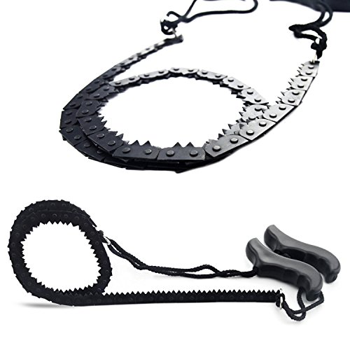 KUNGIX Chain Saw Portable Folding Pocket Survival Hand Chainsaw With Cutting Teeth for Survival Gear Camping Gardening Preppers Backpacking Bug Out Bag - Emergency Kit or Any Outdoorsman