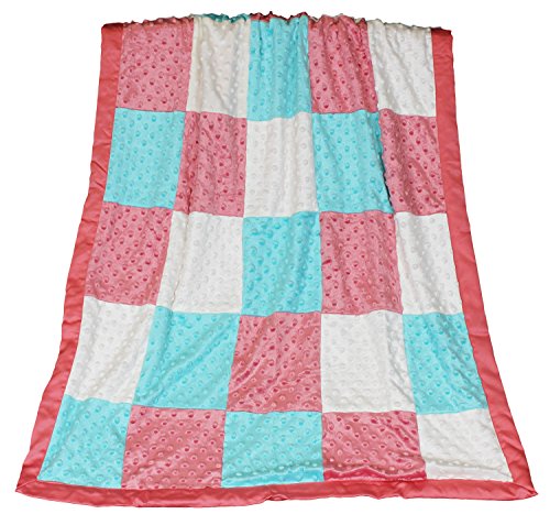 Gia Coral Minky Dot Patchwork Blanket