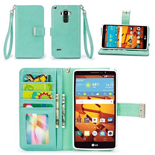 IZENGATE LG G Stylo Wallet Case - Executive Premium PU Leather Flip Cover Folio with Stand (Mint)