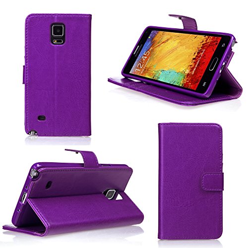 Bear Motion Case for Note 4 - Premium Folio Wallet Case Cover with All-around TPU Inner Case and Snap Button Closure for Galaxy Note 4 (Purple)