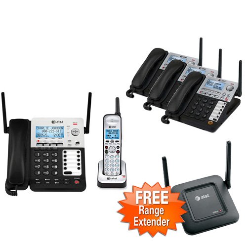 AT&T SB67138 + (3) SB67148 with Free Range Extender 5 Handset Corded / Cordless Phone (4 Line)