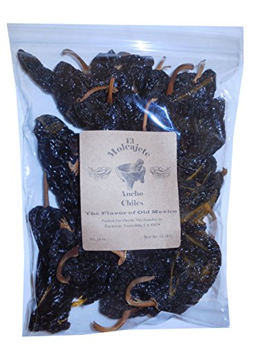 Ancho Mexican Whole Dried Chile- 8oz Resealable Bag - El Molcajete Brand