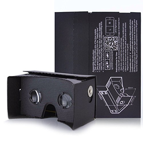 Intcrown Google Cardboard DIY Kit 3D Virtual Reality for Android and Apple with Head-strap NFC