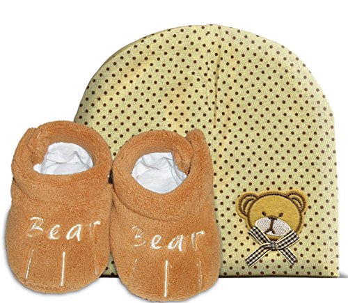 Billow Unisex Baby Bootie & Beanie (0-6 Months) Boo Bears Gift Set