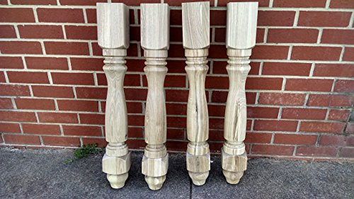 Unfinished ASH Farmhouse Dining Table Legs- Rustic- Turned Wood Legs