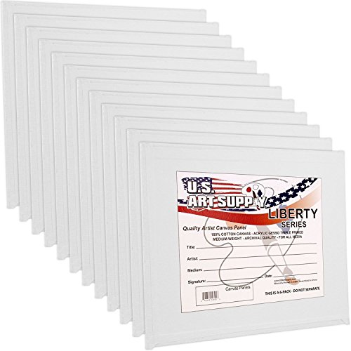 US Art Supply® 6 X 6 inch Professional Quality Acid Free Canvas Panels 12-Pack - Great for Students and Professional Artists (1 Full Case of 12 Single Canvas Panels)