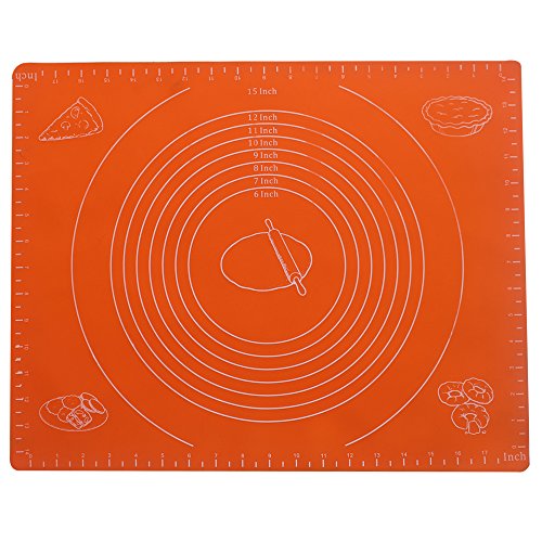 FATCHOI Silicone Baking Mat for Dough Rolling with Measurements (14x17Inch) Non Stick,Non Slip,Pizza,Breads,Lasagna,and other Recipes & Desserts