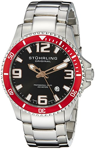 Stuhrling Original Men's 395.33TT11 Analog Regatta Champion Swiss Quartz Date Stainless Steel Link Bracelet Dive Watch