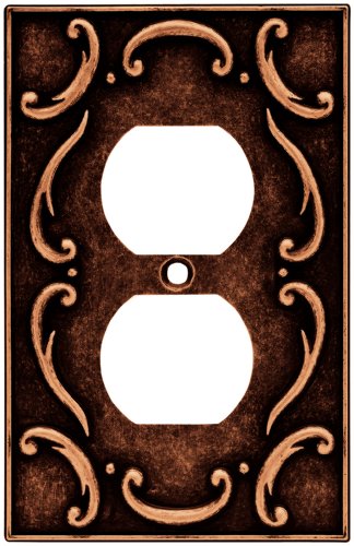 Brainerd 64266 French Lace Single Duplex Outlet Wall Plate / Switch Plate / Cover, Sponged Copper