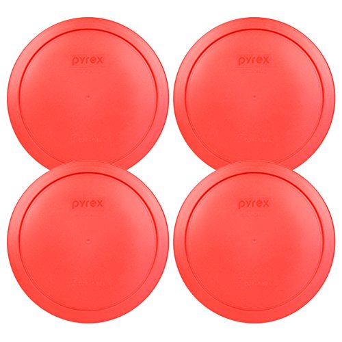 Pyrex 7402-PC Red Round Storage Replacement Lid Cover fits 6 & 7 Cup 7 Dia. Round (4-Pack)