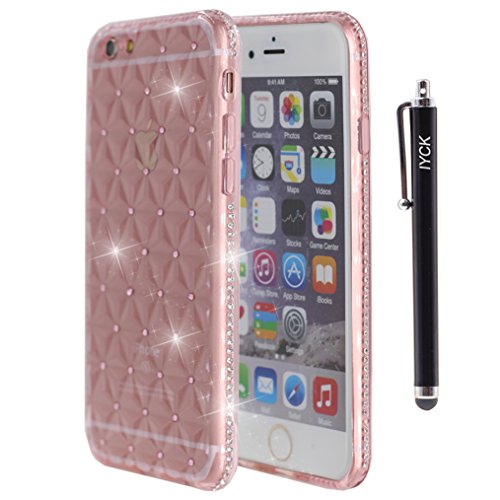 iPhone 6S Plus Case, iYCK [3D Prism] Soft Flexible TPU Rubber Crystal Clear [Studded Full Frame and Back] Diamond Bling Rhinestone Protective Back Case Cover for iPhone 6/6S Plus 5.5 inch - Rose Gold