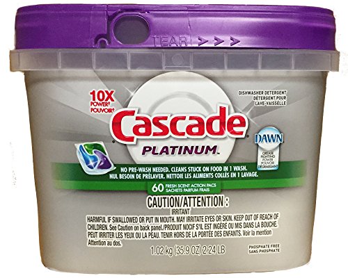 Cascade Platinum Pacs Dishwasher Detergent, Fresh Scent (60 Pacs)