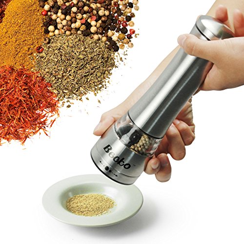 Becko Manual Salt / Pepper Mills / Stainless Steel Spice Grinder with Clear Acrylic Construction for Course to Fine Grind