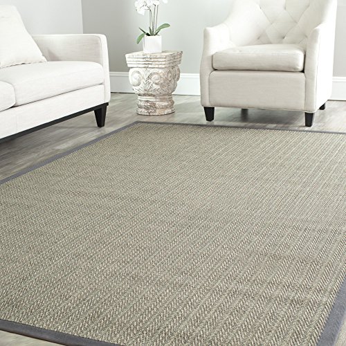 Safavieh Natural Fiber Collection NF444A Hand Woven Grey Brown and Grey Jute Area Rug, 8 feet by 10 feet (8' x 10')