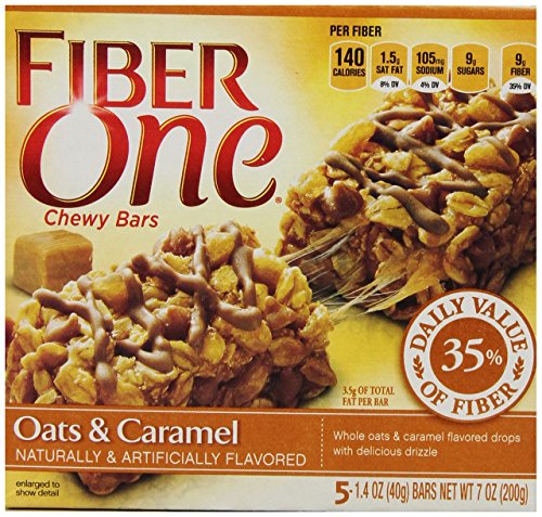 Fiber One Chewy Bars, Oats and Caramel, 5 - 1.4 Ounce Bars (Pack of 12)