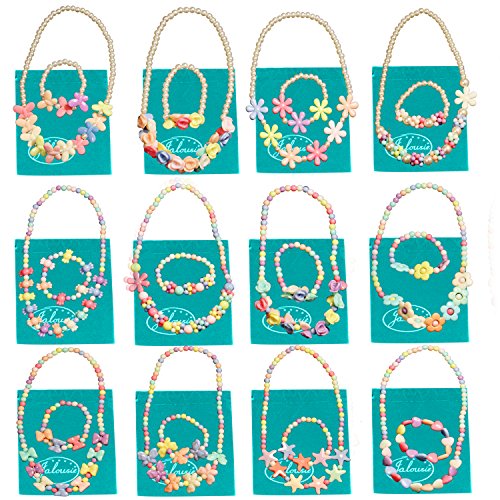 Jalousie 12 Sets Deluxe Girls Party Favor Jewelry Collections of Necklace and Bracelet