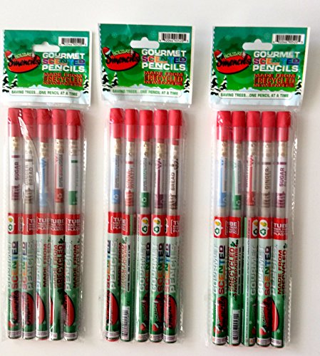 3 sets Bundle of 5-Pack Holiday Smencils: Gourmet Scented Smencils, the Perfect Stocking Stuffer