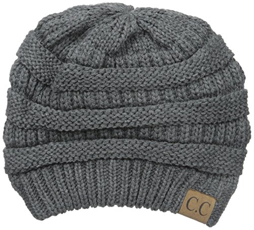 Thick Winter Slouchy Knit Oversized Beanie Cap Hat, One Size, Dark Grey