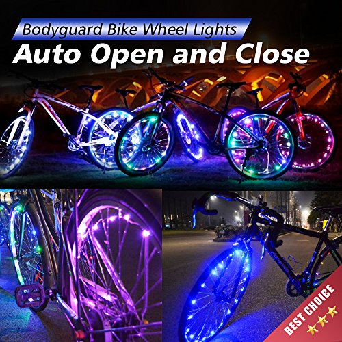 Bodyguard Bike Wheel Lights - Auto Open and Close - Ultra Bright LED - Bicycle Wheel Spoke / Light String (1 pack) - Colorful Bicycle Tire Accessories- Waterproof