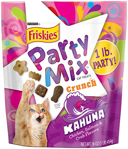 Friskies Party Mix Cat Treats, Kahuna, Chicken, Salmon and Crab Flavors, 16-Ounce, 1-Pack