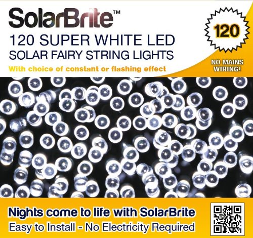 Solar Brite Deluxe Solar Fairy Lights 120 Super Bright White LED Decorative String, choice of light effect. Ideal for Trees, Gardens, Parties & More...