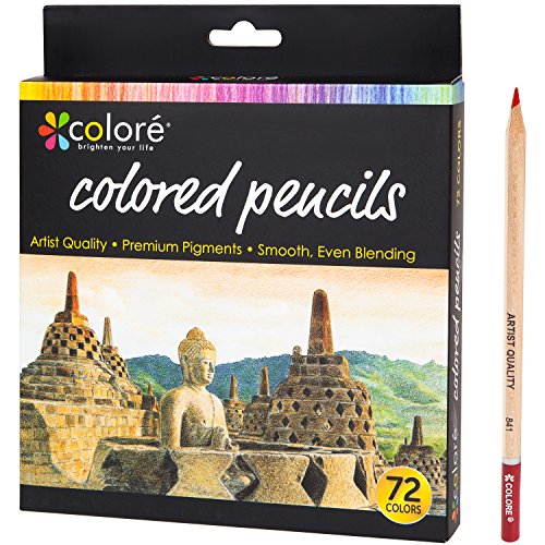 Colore Colored Pencils - 72 Premium Pre-Sharpened Color Pencil Set For Drawing Coloring Books - Great Art School Supplies For Kids & Adults Coloring Pages - 72 Vibrant Colors