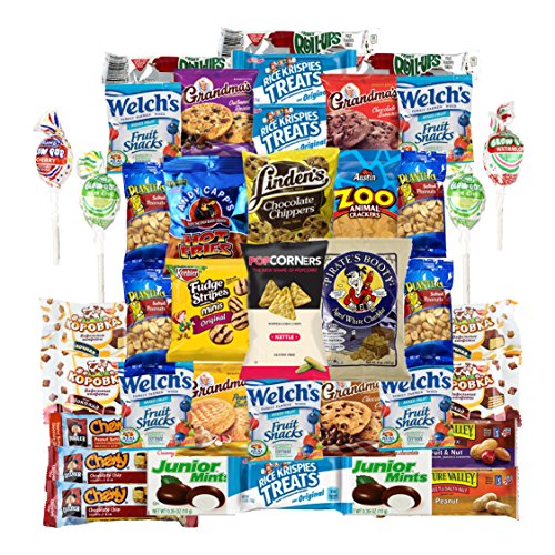 Chips Cookies Crackers & Candies Variety Pack Includes Popcorners, Grandmas Cookies, Planters Peanuts, Keeblers Fudge Stripes, Pirates Booty, Rice Krispies & More, Bulk Sampler Care Package (40 Count)