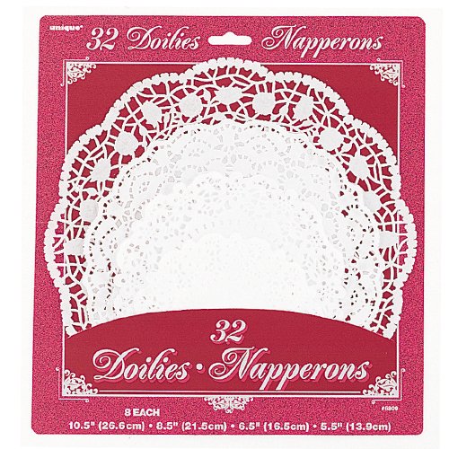 Paper Doilies Assorted Round 32/Pkg-White