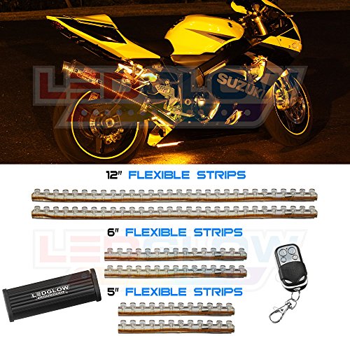 LEDGlow 6pc Yellow LED Flexible Motorcycle Light Kit