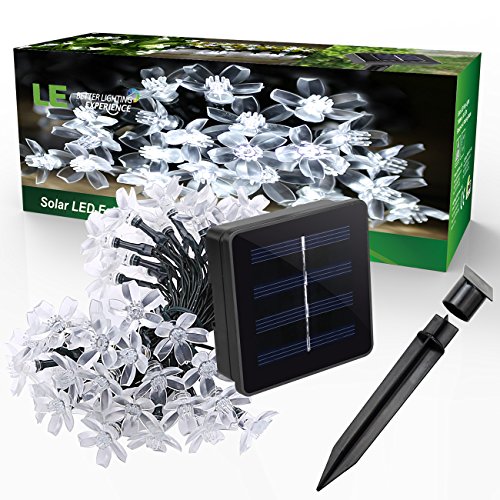 LE Solar Fairy Lights, 7 Meters, Waterproof, 50 LEDs, 1.2 V, Daylight White, Portable, with Light Sensor, Outdoor String Lights, Ideal for Christmas, Wedding, Party