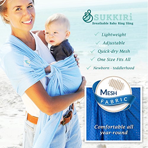 Baby Sling, LIGHT & COMFY, 100% Manufacturer's Money Back Guarantee! Adjustable Shoulder Ring Carrier-Quick-dry, Breathable, Soft, Mesh, Strong Fabric, Infant to Toddler Baby Carrier. Perfect for hot Summers/ Beach. Ergo Friendly