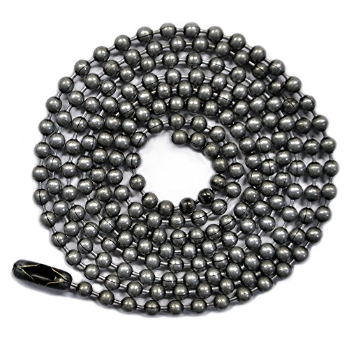 3 Foot Length Ball Chains, #6 Size, Dungeon Finish, with Matching Connectors (3 Pack)