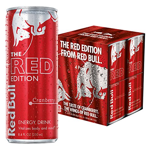 Red Bull Red Edition, Cranberry Energy Drink, 8.4 Fl Oz Cans, 4 Pack