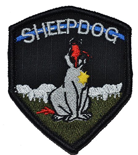 Law Enforcement Sheepdog 3x2.5 Shield Military Patch / Morale Velcro Patch - BLACK