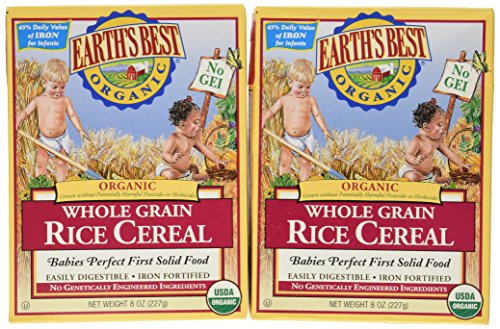 Earth's Best Certified Organic Whole Grain Rice Cereal -- 8 oz Each / Pack of 2