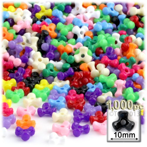 The Crafts Outlet 1,000pc Plastic, Opaque, Tri Beads, 10mm, Multi Mix