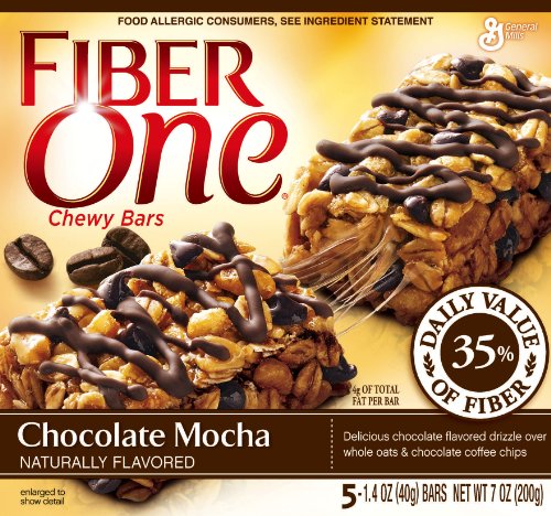 Fiber One Chewy Bars, Chocolate Mocha, 5 - 1.4 Ounce Bars (Pack of 6)