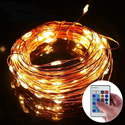 LED String Lights, Treecoo Dimmable Copper Wire 33ft 100 LED Starry Light with Remote?12v Power Adapter, Soothing Décor, Elegant Rope Light Suitable for Christmas, Weddings, Parties Waterproof