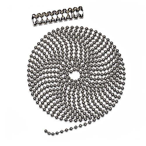 10 Foot Length Ball Chain, #10 Size, Nickel Plated Steel, & 10 Matching 'B' Couplings