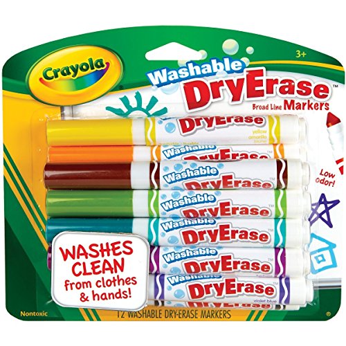 Crayola Washable Dry Erase Markers, Assorted Colors, 12 count (98-5812)