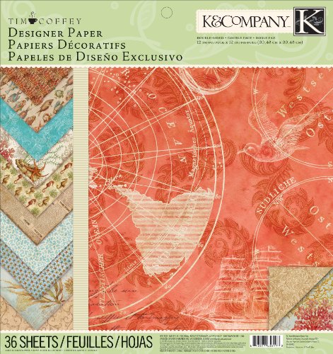 K&Company Tim Coffey Travel Designer Paper Pad, 12-Inch by 12-Inch