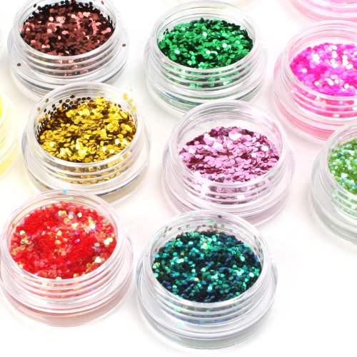 YESURPRISE Fashion 18 Colors 3D Nail Art Hexagon Flake Glitters Powder Gel Acrylic DIY Decoration New Trendy 2013