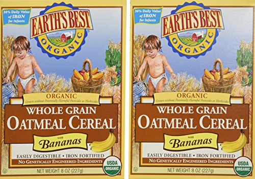 Earth's Best Organic Whole Grain Oatmeal Cereal with Bananas - 8 Oz - 2 Pack