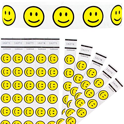 Goldistock 3/4 Tyvek Wristbands Happy Smiley Face- Neon Yellow 200 Count - Event Identification Bands (Paper - Like Texture)