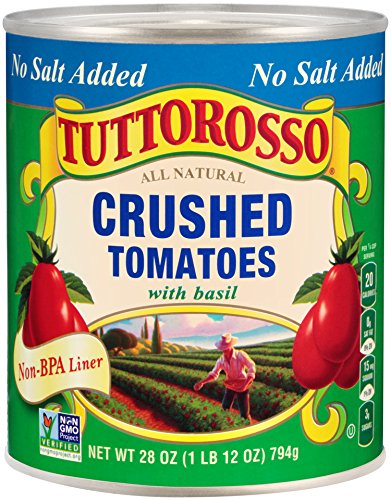 Tuttorosso No Salt Added Crushed Tomatoes with Basil, 28oz Can (Pack of 12)