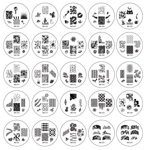 Bundle Monster 25pc Nail Art Nailart Polish Stamping Manicure Plates Image Designs Accessories Kit - 2012 Collection